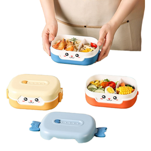 Boîte à bento portable pour enfants, motif dessin animé mignon, en PP de qualité supérieure, micro-ondable, 1-3L, pour l'école et les voyages en extérieur, avec double compartiment de conservation - Product Image 1