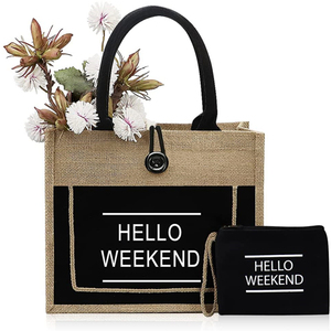 Custom Durable <strong>Jute</strong> <strong>Tote</strong> <strong>Bag</strong> for Promotions Reusable Lifestyle Textile Packaging With Customizable Logo for Shopping - Product Image 5