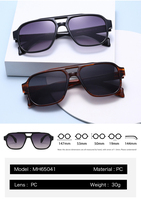 Lunettes de soleil pilote à double pont tendance, style rétro décontracté, monture carrée pour hommes et femmes