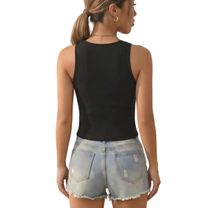 Débardeurs courts sexy pour femmes, personnalisés, à sequins, imprimé léopard, en dentelle, couleur unie, pour soirée, à prix abordable, vente en gros - Product Image 3