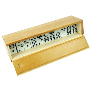 Profesional personalizado doble nueve acrílico dominó 55pcs azul blanco dos tono dominó con spinner en caja de madera para juegos - Product Image 2
