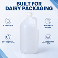 Bouteille en plastique HDPE de 1 gallon (4 litres) pour bidon Boston, avec couvercle pour lait, épaisseur 1 mm, qualité alimentaire, empilable, conteneur laitier, vente en gros