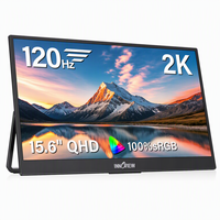 Moniteur portable 15,6 pouces QHD 120 Hz avec support métallique intégré, dalle IPS, HDR, FreeSync, écran externe USB-C pour ordinateur portable