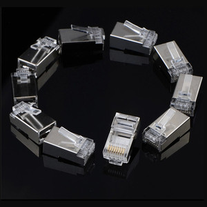 ขั้วต่อเครือข่าย Rj45 แบบโลหะป้องกัน 8p8c ปลั๊กอีเธอร์เน็ต 8 คอร์สำหรับการเดินสายคอมพิวเตอร์ - Product Image 1