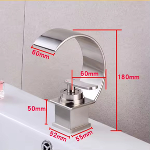 Robinet de lavabo moderne à poignée unique noir et or, mitigeur de salle de bain moderne, robinet cascade eau chaude et froide, cartouche céramique - Product Image 4