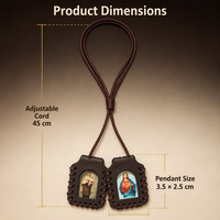 Collier scapulaire en cuir marron personnalisé en gros, Sacré-Cœur de Jésus, Vierge Marie, Escapulario, cadeau religieux de prière