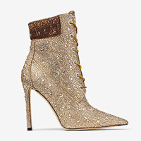 Bottines en cuir scintillantes Beyonce avec cristaux, talon aiguille de 6 pouces, sexy et luxueuses, mi-mollet, pour femme