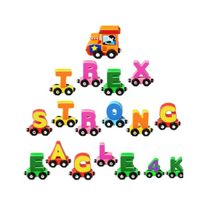 ของเล่นเทร็กซ์ตัวอักษรรถไฟตัวอักษรสีไม้สำหรับการพัฒนาสติปัญญาที่แข็งแกร่ง - Product Image 1