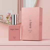 Flacon de parfum carré en verre rose de 50 ml avec vaporisateur pompe, emballage cosmétique sérigraphié, flacon de soin avec boîte cadeau