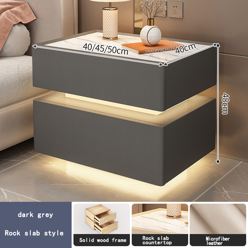 Dalle de roche gris foncé + lumière à induction