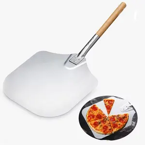 2023 מכירה חמה בדרגה גבוהה אלומיניום מתכת פיצה קליפה חפירה עם ידית עץ פיצה רוקר חותך הנמכרים ביותר כלי פיצה