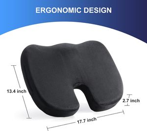 Coussin de siège en mousse à mémoire de forme pour chaise de bureau, voiture, soulagement de la sciatique et des douleurs dorsales, antidérapant pour bureau, fauteuil roulant, conduite - Product Image 5