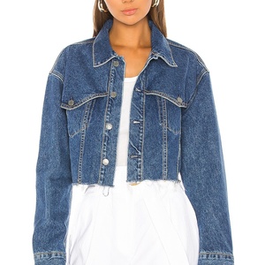 Custom Women Jeans Top Coat Wholesale Puff <strong>Crop</strong> Fashion <strong>Denim</strong> <strong>Jacket</strong> - Product Image 4