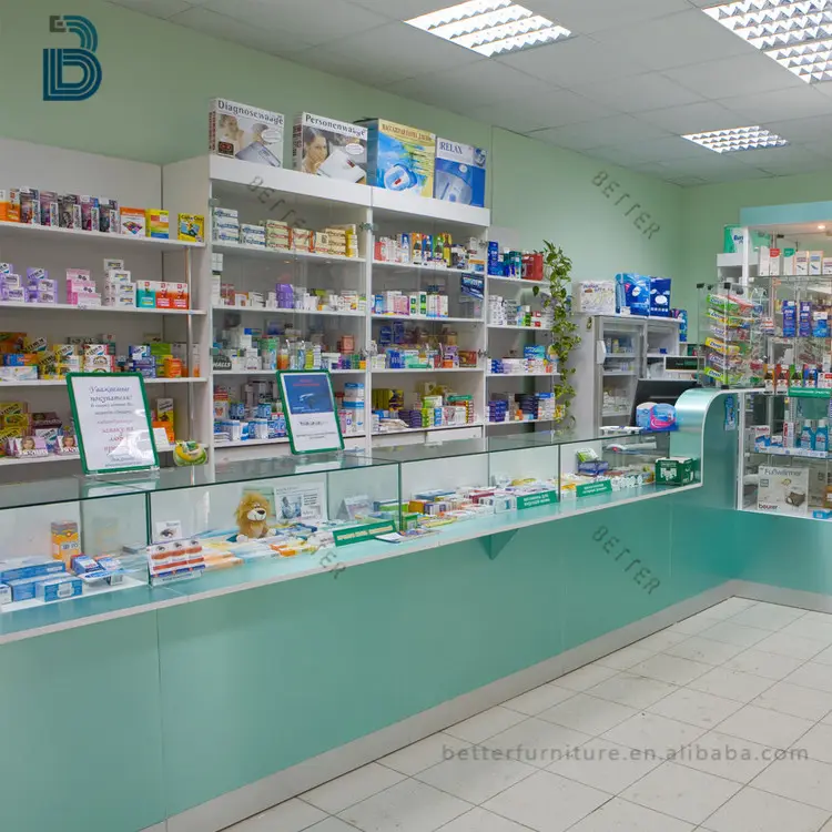 modern shop counter design for pharmacy store pharmacy glass shelves pharmacy shelves for sale