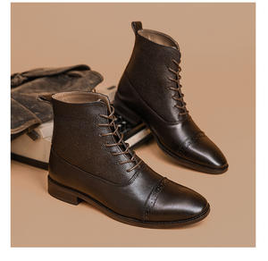 Botas de Tobillo de Piel de Becerro de Primera Calidad para Hombre, Botas Formales de Negocios, Estilo Brogue Italiano, Zapatos con Punta Cuadrada de Fábrica - Product Image 2