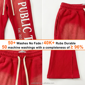 Pantalones de chándal para hombre con estampado personalizado, 100% algodón, estilo streetwear, pierna acampanada, jogger, efecto Monkey Wash y desgastado por el sol, marca privada. - Product Image 2