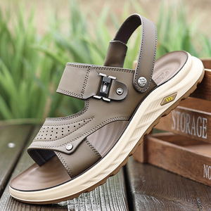 Men's Summer Outdoor Arch <b>Support</b> Sandals PU Leather Upper Lightweight Cushioning Waterproof Breathable Beach Walking Casual - Product Image 1