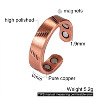Bague de thérapie magnétique en cuivre pur EST, ajustable, ouverte, avec 4 aimants, design géométrique sergé vintage, pour hommes et femmes, mariage