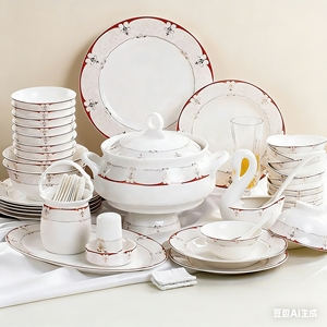 Low Price Wholesale Ceramic Tableware 60-piece <b>Set</b> Plate Bowl Dinner <b>Set</b> - Product Image 1