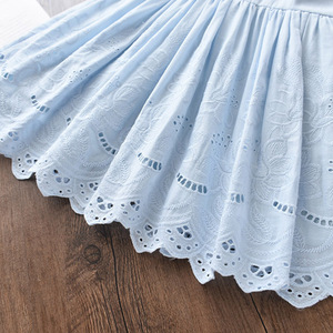 Vêtements pour enfants, robes de marque pour bébés, robe longue bleue pour filles en tissu de coton de Chine - Product Image 5