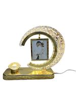 Lampe de table créative avec cadre photo, décor photo, souvenir de mariage, base en métal doré électroplaqué, logo personnalisé