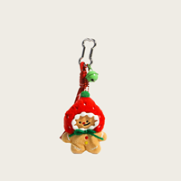 Porte-clés en peluche de Noël avec clochette, mousqueton métallique, pendentif figurine en peluche (homme pain d'épices, Père Noël, sapin de Noël, couronne), breloque de sac