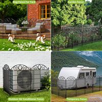 Panneaux de clôture pour chiens en métal, design arqué, 34 pouces de haut x 26,77 pouces de large, fil métallique antirouille, finition en fer noir ornemental, robuste