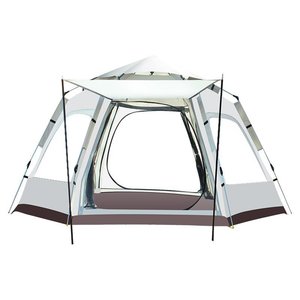 Hexagonal Camping <b>Tent</b> 280x280x155cm Single Layer Waterproof Outdoor Use For 3-4 Persons With Mosquito Net And Sun Protection - Product Image 1