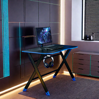 Bureau électrique à hauteur réglable pour la maison Bureau debout Design moderne Bureau d'ordinateur en plastique noir avec fonction LED pour le jeu