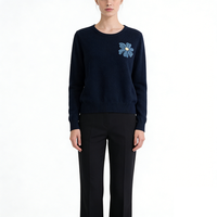 Pull à col rond pour femme OEM, 100% cachemire, logo personnalisé, style décontracté hiver automne, design brodé