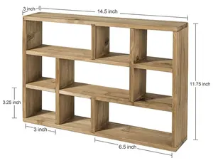 Prateleira de madeira para decoração de casa, prateleira de madeira para decoração de parede, com vários compartimentos, móvel e de parede
