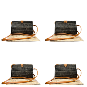 Lombok Tri-Shape Long Rattan <b>Wallet</b> Bag Handmade Leather Strap <b>Compact</b> Ethnic Crossbody Design for Natural Wicker Craft Lovers - Product Image 6