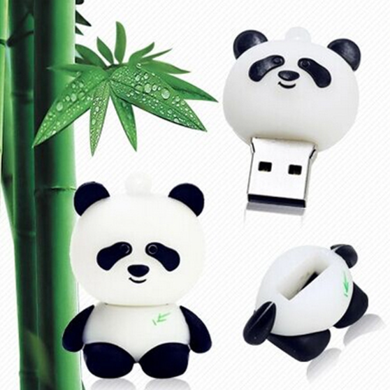 2.0 USB Flash Drive Cartoon Cute Panda 1GB 2GB 4GB 8GB 16GB 32GB 64GB PVC Pendrive Lovely USB Memory Stick for External Storage