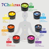 Vente en gros, étiquette privée, Chakra, 7 paquets, cristal spirituel, aromathérapie, étain, bougie parfumée, coffret cadeau