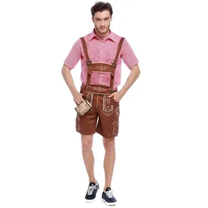<span class=keywords><strong>Tenue</strong></span> <span class=keywords><strong>de</strong></span> Cosplay pour hommes Festival <span class=keywords><strong>de</strong></span> <span class=keywords><strong>la</strong></span> bière bavaroise Costume <span class=keywords><strong>de</strong></span> l'Oktoberfest allemand Lederhosen Barboteuses à manches courtes Bretelles Chapeau en peau <span class=keywords><strong>de</strong></span> mouton - Product Image 4