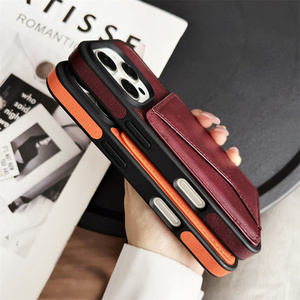 Porta magneti di lusso porta Slot per telefono in pelle PU custodie per <span class=keywords><strong>iPhone</strong></span> 13 12 <span class=keywords><strong>11</strong></span> 16ProMax 14 15Plus antiurto Flip Stand <span class=keywords><strong>Cover</strong></span> <span class=keywords><strong>portafoglio</strong></span> - Product Image 4