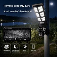 Lampe de rue solaire LED IP65 en ABS, étanche, avec alarme sans fil pour téléphone portable et moniteur HD (objectif fixe et variateur)