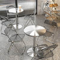 Meubles modernes Tables et chaises d'appoint pour café Table de dîner en acier inoxydable Table de salle à manger ronde de luxe