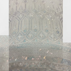 Georgette Woven Embroidery <b>Sequin</b> Lace Fabric Breathable Designer Fancy Cloth for Girls & Boys Apparel - Product Image 1