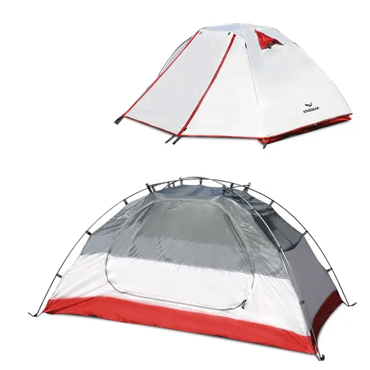 KingGear 야외 경량 접이식 210T 폴리 에스터 직물 더블 레이어 가족 배낭 등산 캠핑 텐트