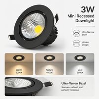 Downlight LED Regulable Minimalista, Foco COB Antideslumbrante Profundo de 3W Empotrable para Proyectos de Decoración Hotelera