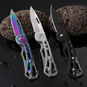 Couteau pliant en acier inoxydable 3CR13, EDC, camping en plein air, survie aux fruits, multifonction, petit porte-clés, <span class=keywords><strong>mousqueton</strong></span> - Product Image 1