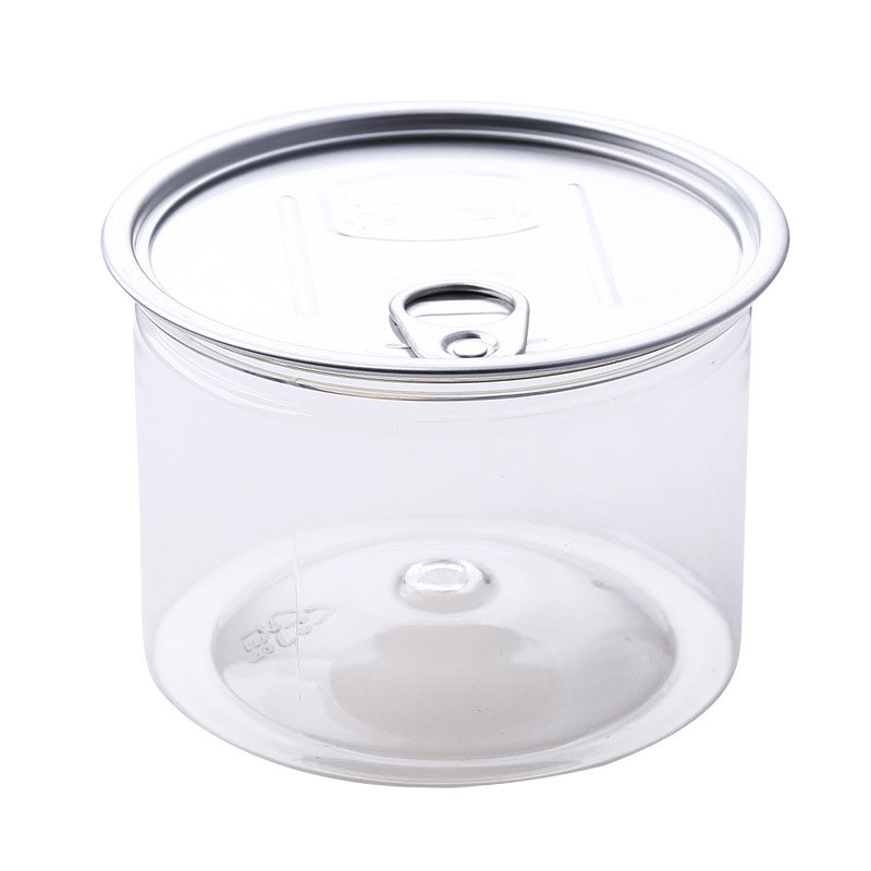 Custom Food Grade POP Can PET Jar With Lid. 300ml 350ml 400ml 450ml 500ml 550ml PET Can With Easy Open Aluminum Lid