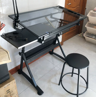 Table de dessin et de conception pour étudiants en architecture et ingénierie, avec plateau en verre réglable en hauteur et en inclinaison, mobilier scolaire