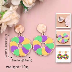 Mardi Gras <strong>Stainless</strong> <strong>Steel</strong> Earrings Acrylic Glitter Laser Cut UV Printed Wholesale <strong>Jewelry</strong> Woman - Product Image 3