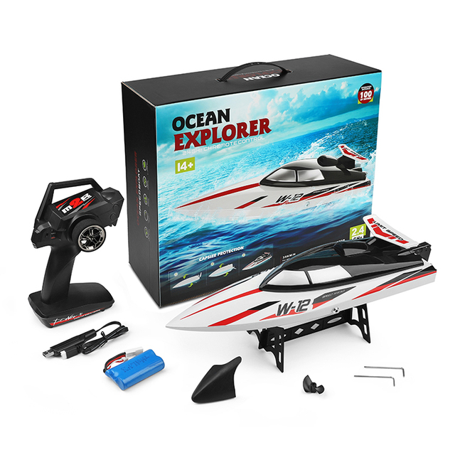 Lehoo Toys High Speed Ship 35km/h 2.4G RC Boat Waterproof Electric Brushless Remote Control Racing Boat with Li-Po Batteries