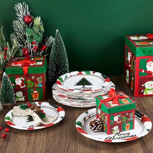Assiettes en papier jetables <span class=keywords><strong>de</strong></span> 7, 9 et 10 pouces, personnalisables en usine, robustes, pour les fêtes, les dîners <span class=keywords><strong>de</strong></span> Noël, la <span class=keywords><strong>vaisselle</strong></span> - Product Image 4