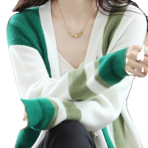 Design femmes col en V Cardigan rayé couleur-bloc tricots femmes <span class=keywords><strong>pull</strong></span> - Product Image 3