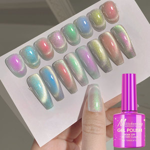 Esmalte de Uñas Estilo Japonés con Efecto Ojo de Gato Polar, Gel Brillante con Cristales de Colores, Pintura de Uñas en Gel - Product Image 6