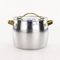 AXA Batterie de cuisine 3 pièces en acier inoxydable martelé à trois épaisseurs, batterie de cuisine professionnelle à induction, passe au four et au lave-vaisselle